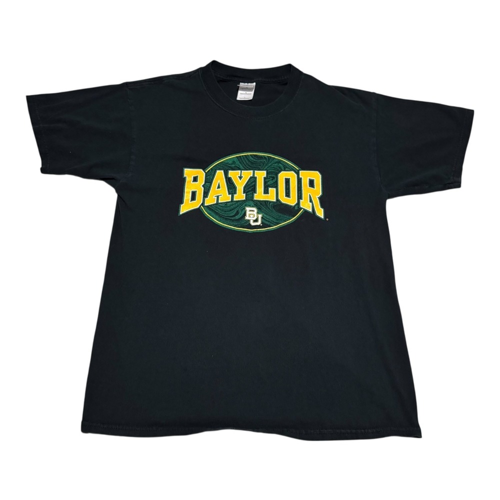 Vintage‎ 2000s Gildan Baylor University Spell Out Logo Black Shirt Men's Large